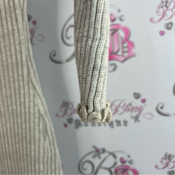 Fashion Nova dress buttons stretchy off shoulder Cream Knit ribbed white - Picture 5 of 10